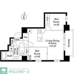 グランパセオ押上 2階2LDKの間取り