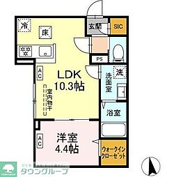 セレスティア東向島 1階1LDKの間取り