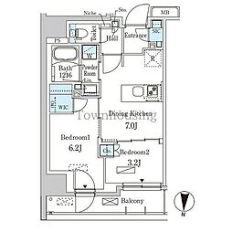 パークアクシス両国スクエア 11階2DKの間取り
