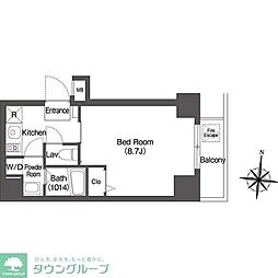 エスタート両国 4階1Kの間取り