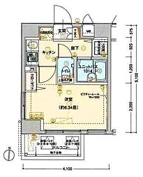 ヴェルト両国 6階1Kの間取り