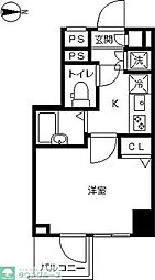 スカイコート菊川 5階1Kの間取り
