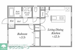 シュロス蔵前 5階1LDKの間取り