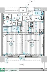 フュージョナル東墨田 8階1LDKの間取り