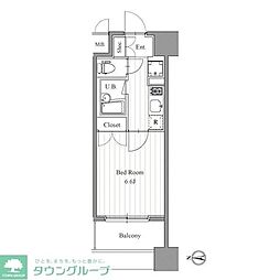 フィットエル森下 14階1Kの間取り