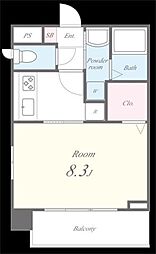 ナチュラルハウス 2階1Kの間取り