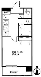 ドゥーエ西大島II 8階1Kの間取り