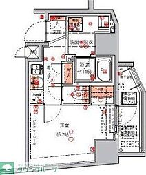 ハーモニーレジデンス東京イーストコア004 11階1Kの間取り