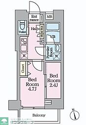 HY’ｓ桜橋MIRAIS 6階2Kの間取り