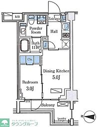 アクアレジデンス錦糸町 4階1DKの間取り