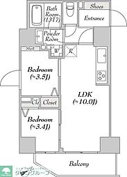 リテラス浅草橋イースト 2階2LDKの間取り
