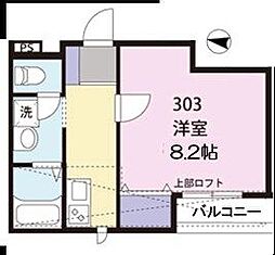 グランディール錦糸町 3階1Kの間取り