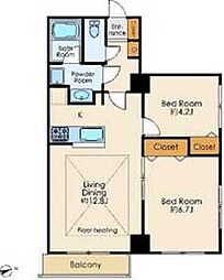 ＫＤＸレジデンス秋葉原 6階2LDKの間取り