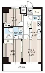 レオーネ南千住II 6階2LDKの間取り