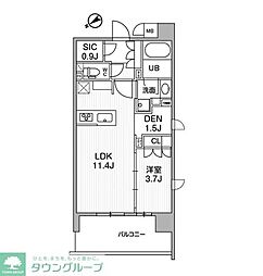 ドゥーエ入谷III 2階1LDKの間取り