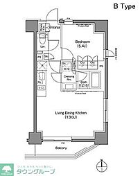 ザ・パークハビオ上野御徒町 10階1LDKの間取り