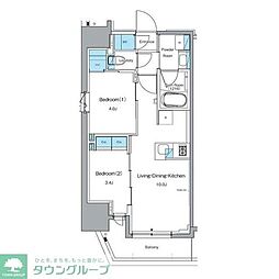 ルフォンプログレ秋葉原EAST 15階2LDKの間取り