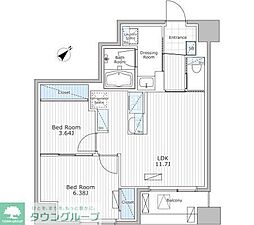 アスブルーム奥浅草 2階2LDKの間取り