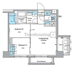 ルフォンプログレ押上ＥＡＳＴ 4階2LDKの間取り