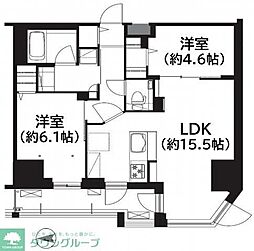 フレンシア菊川 9階2LDKの間取り