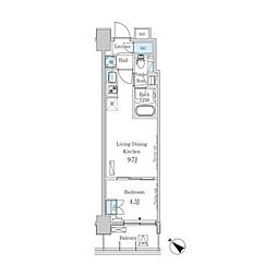 パークアクシス押上レジデンス 7階1LDKの間取り