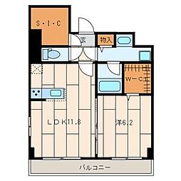 グランテラス業平 4階1LDKの間取り