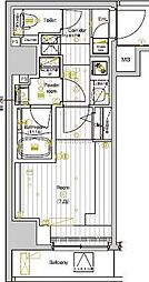 プレミアムキューブ両国デュー 1Kの間取図画像