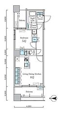 パークキューブ亀戸 1DKの間取図画像
