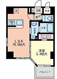 Habitationキクカワ 1LDKの間取図画像