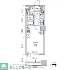 パークキューブ亀戸 ワンルームの間取図画像