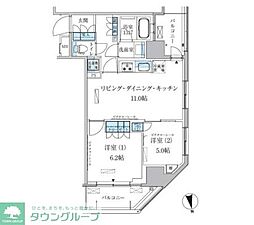 パークアクシス上野松が谷 2LDKの間取図画像