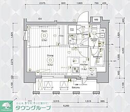 メイクスデザイン入谷アジールコート 1DKの間取図画像