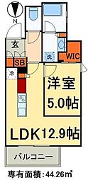パークアクシス新御徒町イースト 1LDKの間取図画像