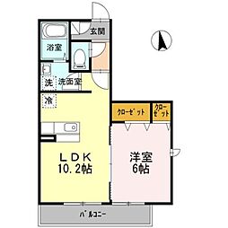 シュテルンビルト-B 1LDKの間取図画像