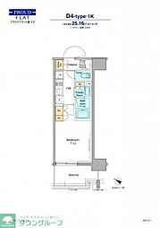 プラウドフラット両国サウス ワンルームの間取図画像