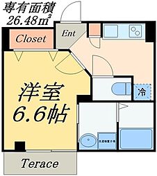 フォレストコート 1Kの間取図画像