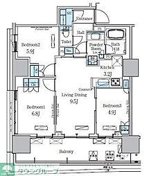 HARUMIFLAGPARKVILLAGEB棟 3LDKの間取図画像