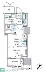 HARUMIFLAGPARKVILLAGEA棟 1DKの間取図画像