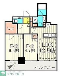 プラウドタワー小岩フロント 31階 2LDKの間取図画像