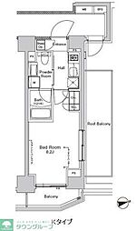 プラウドフラット門前仲町5 1Kの間取図画像