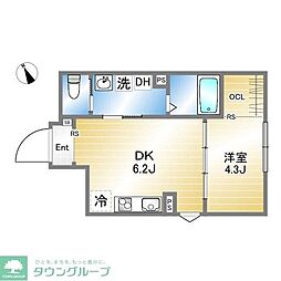 GRANQUAL浅草 1DKの間取図画像