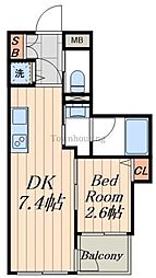 ミュプレ住吉 1DKの間取図画像