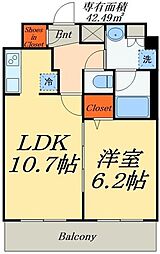 エスレジデンスオシアゲパークサイド 1LDKの間取図画像