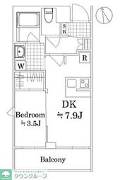 アンベリール墨田3 1DKの間取図画像
