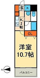 グランヴァン新御徒町 1Kの間取図画像