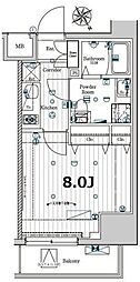 メイクスデザイン門前仲町ガーデン 1Kの間取図画像