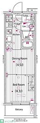 グランドガーラ木場 1DKの間取図画像