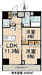 パークハビオ秋葉原エスト 2LDKの間取図画像