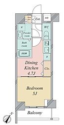 グランカーサ曳舟 1DKの間取図画像