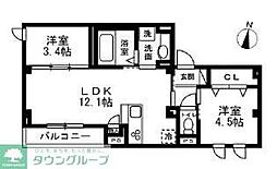 ディーズプラス西大島 2LDKの間取図画像